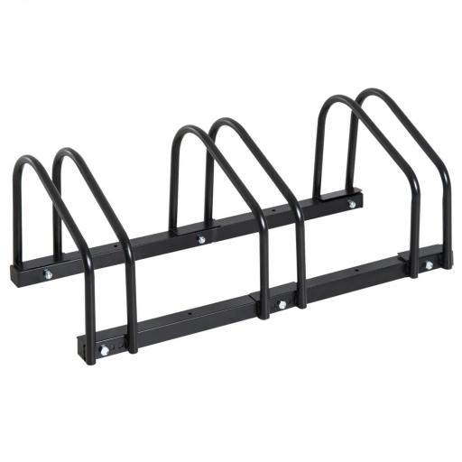 Aparcamiento para 3 Bicicletas Soporte de Acero para Aparcar Bicicletas en el Suelo o Pared 76x33x27 cm Negro [8]