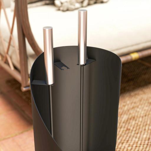 Juego de Utensilios para Chimenea de 4 Piezas de Metal con Escoba Pala Atizador y Cubo 20x20x65 cm Plateado [3]