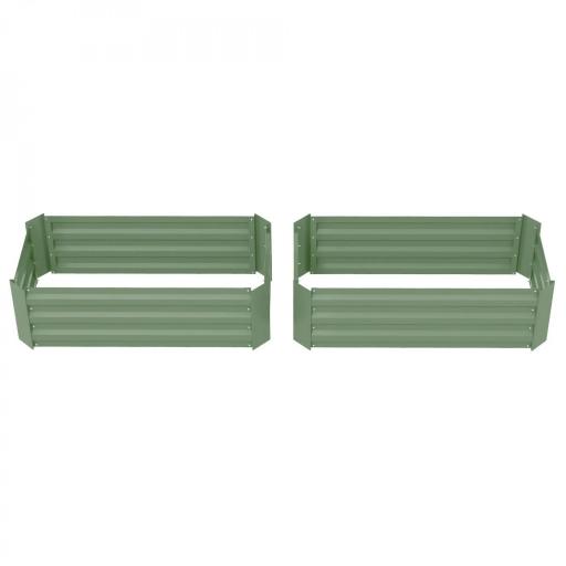 Juego de 2 Jardineras Exterior Grandes de Acero Galvanizado Huertos Urbanos para Terraza Jardín 100x50x30 cm Verde [9]