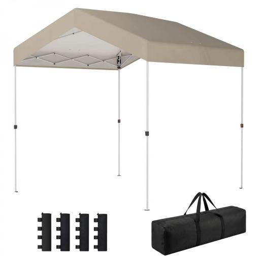 Carpa Plegable 2,4x2,4 m Pop-up UPF50+ Bloqueo Central Altura Ajustable Bolsa de Transporte Sacos Arena Beige [8]