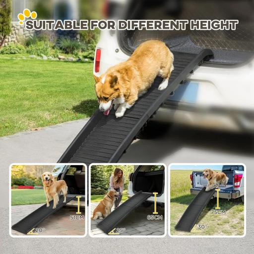 Rampa Plegable para Perros y Gatos con Almohadillas Antideslizantes para Coche Cama Sofá 155x39x14 cm Negro [6]