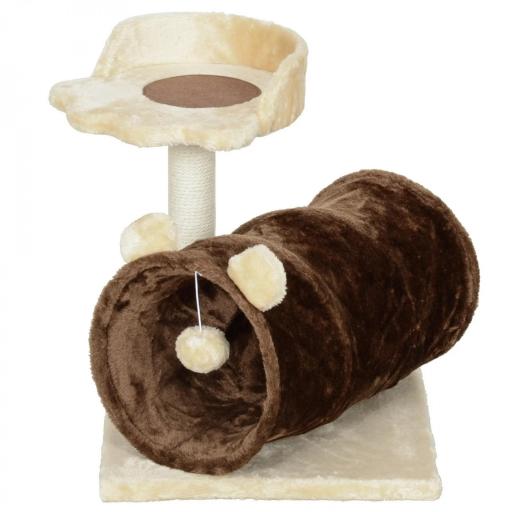 Árbol Rascador para Gatos Altura 47 cm con Túnel Nido Plataformas Bola de Juguete y Poste de Yute Marrón Oscuro [8]