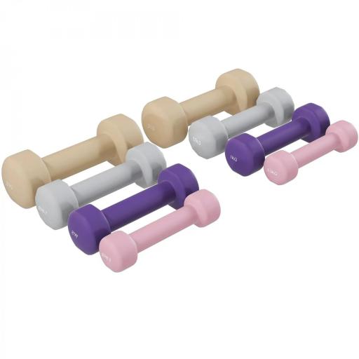 Juego de Mancuernas de 8 Piezas 2x0,5 kg 2x1 kg 2x1,5 kg 2x2 kg Antideslizantes y Estuche de Transporte Multicolor [9]