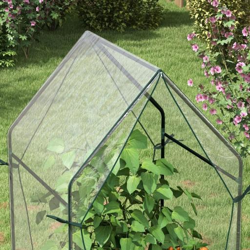 Invernadero de Terraza con 2 Puertas con Cremallera Anti-UV para Cultivo de Plantas Flores 90x90x145 cm Transparente [5]