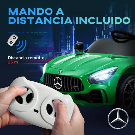 Coche Eléctrico para Niños de +3 Años Mercedes-Benz AMG GTR con Batería 12V Mando a Distancia Faros Bocina Música Verde [2]