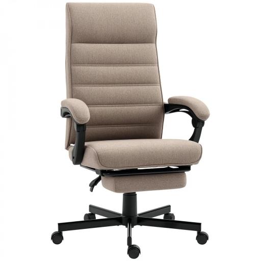 Silla de Oficina Reclinable con Altura Ajustable Reposabrazos y Reposapiés Retráctil 68x67x106-114 cm Marrón [10]