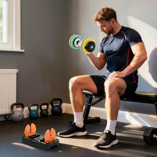 Mancuerna Ajustable 5 en 1 de 5 a 25 kg con Base de Almacenamiento y Mango Antideslizante para Casa Gimnasio Multicolor