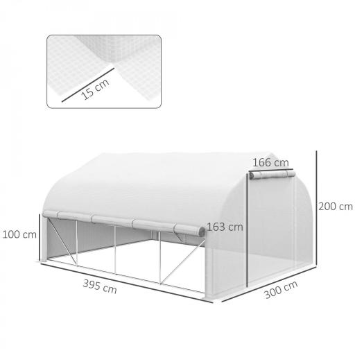 Invernadero de Túnel 4x3x2 m con Puerta de Malla y 8 Ventanas con Techo Puntiagudo Cubierta de PE Blanco [1]