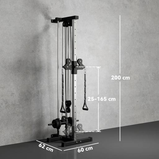 Máquina Polea Alta y Baja de Pared de Doble Polea Ajustable en 15 Posiciones Multifunción Lat Pulldown para Gimnasio [1]
