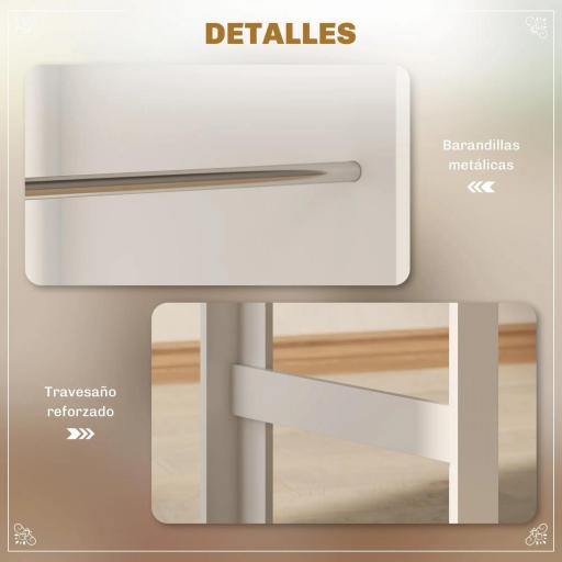 Mesa de Bar Mesa de Bistró Mesa de Comedor Mesa Alta con 3 Estantes Laterales y Estructura de Madera 112x57x106cm Blanco [3]