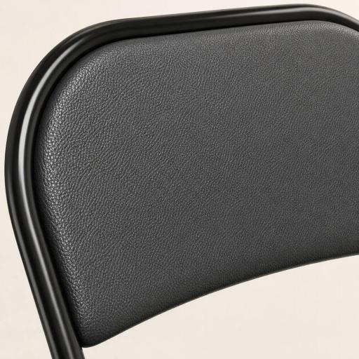 Juego de 4 Sillas Plegables Acolchadas con Respaldo y Estructura de Acero para Salón Comedor Cocina 45x46x78 cm Negro [14]
