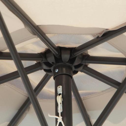 Sombrilla de Jardín Ø295x250 cm con Manivela Parasol Exterior con Mecanismo de Inclinación y Poste Desmontable de Metal para Terraza Piscina Patio Gris Claro [4]