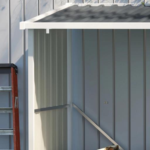 Casetilla para Leña Acero Galvanizado Cobertizo Leñero de Almacenamiento de Troncos con Techo Inclinado para Jardín Terraza Exterior 185x84x133,5/148,5 cm Gris [7]