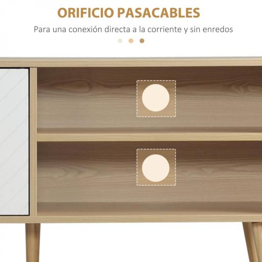 Mueble para TV Moderno con 2 Puertas y 2 Estantes para Televisores de hasta 46" 110x39x48,8 cm Natural y Blanco [4]