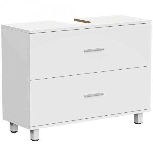 Mueble Bajo Lavabo con 2 Cajones Estilo Moderno para Lavabo sin Pedestal 80x30x60 cm Blanco [9]