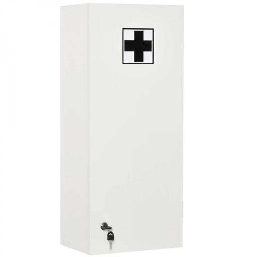 Botiquín de Pared de Primeros Auxilios 5 Niveles con Estantes Ajustables de Vidrio Cerradura Llaves 30x20x70 cm Blanco [9]