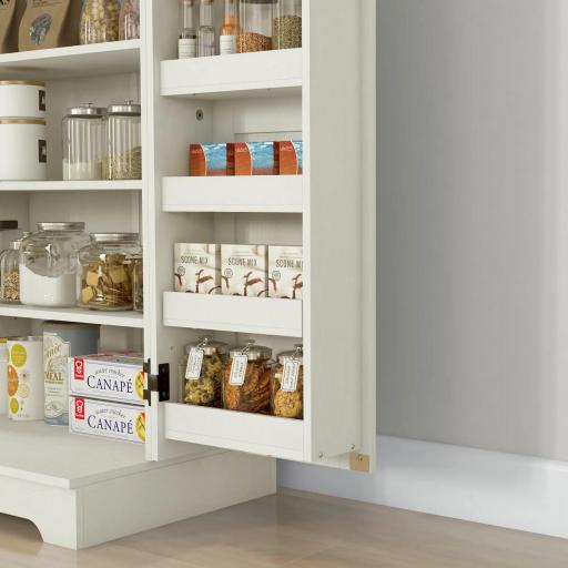 Armario Despensa Cocina con 2 Puertas 16 Estantes y Estante Ajustable para Comedor Salón 60x40x104 cm Crema [6]