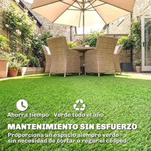 Césped Sintético 1m x 4m Alfombra Césped Artificial con Altura de Hierba 10 mm Drenaje Automático Verde [2]