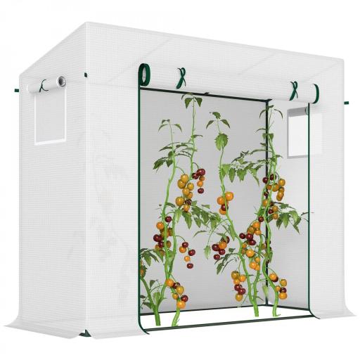 Invernadero de Exterior con Ventanas y Marco de Acero Invernadero para Cultivar Tomates Flores 200x76x168 cm Blanco [9]