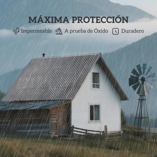 Juego de 12 Paneles para Tejado de Acero Galvanizado 7m² para Caseta de Herramientas Cobertizo 129x45cm Gris Claro [4]