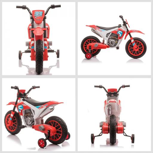 Moto Eléctrica para Niños de +3 Años 12V Moto de Juguete Infantil con 2 Ruedas de Equilibrio Velocidad 3-8 km/h Arranque Suave 106,5x51,5x68 cm Rojo [3]