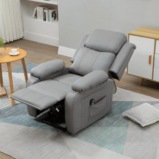 Sillón Relax Levanta Personas Sillón Elevador con Control Remoto Reclinación Eléctrica 160° Reposapiés 76x90x105 cm Gris [6]
