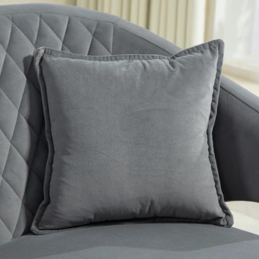 Sofá de 2 Plazas Tapizado en Terciopelo con 2 Almohadas Reposabrazos y Patas de Acero Carga 240 kg 124x69x76 cm Gris [6]