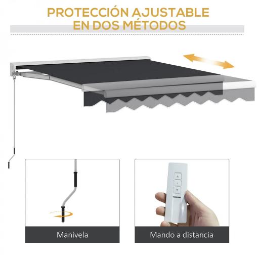 Toldo Eléctrico Retráctil y Manual 250x200 cm Toldo Portátil con Mando a Distancia Manivela Marco de Aluminio Gris [2]