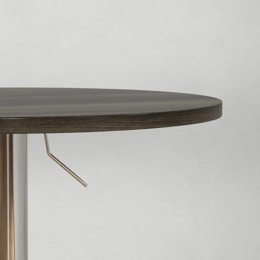 Mesa Alta Cocina Mesa Alta Bar Redonda para 2 Personas Altura Ajustable Tablero Giratorio 360° 60x60x91 cm Nogal [7]