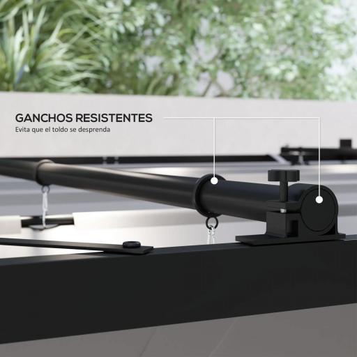 Pérgola de Jardín 3x3 m con Techo Retráctil y Accesorio Magnético Protección UV30+ Columnas Metálicas y Ganchos Gris [4]