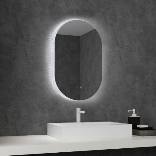 Espejo de Baño con Luces LED 81x51 cm Espejo de Pared con 3 Colores Interruptor Táctil Función de Desempañado Plata