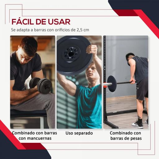 Juego de 4 Discos de Pesas de 2x5 kg y 2x10 kg Juego de Placas de Pesas con Agujero de Ø25 mm para Barra o Mancuernas Entrenamiento de Fuerza Levantamiento de Pesas Negro [5]