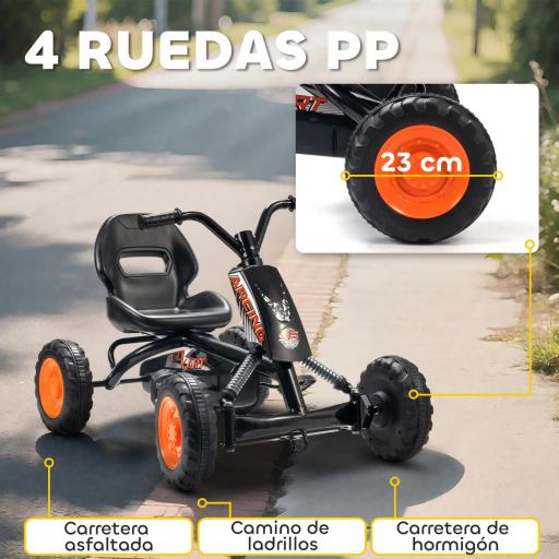 Kart Pedales Go Kart con Ruedas PP Marco de Acero Carga 30 kg para Niños y Niñas de 2-5 Años Negro [6]