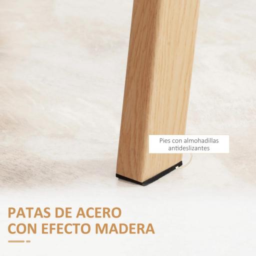 Mesa de Comedor para 6 Personas con Encimera de Cristal y Patas de Acero Efecto Madera 150x75x76 cm Transparente [5]