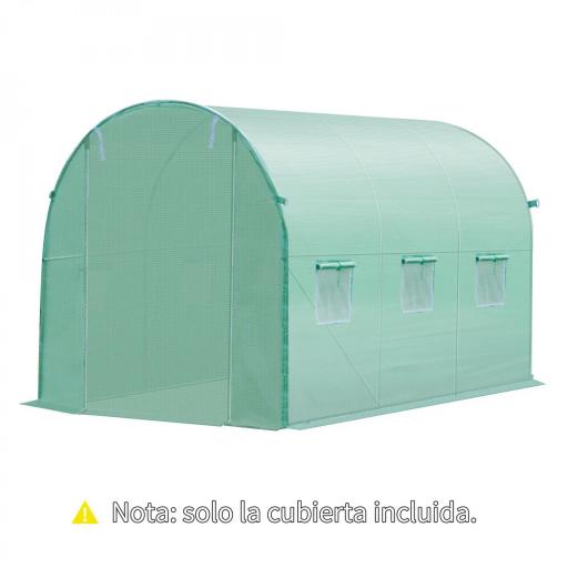 Plásticos para Invernaderos 3x2x2 m Cubierta de Repuesto para Invernadero de Polietileno con 6 Ventanas y Puerta Enrollable Protección de Plantas para Jardín Verde [3]