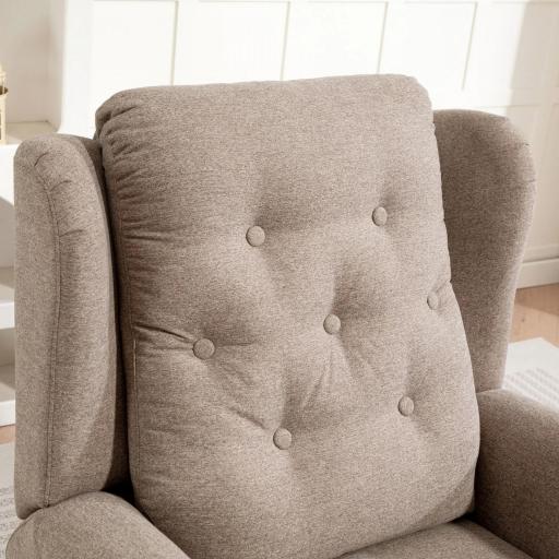 Sillón Relax Reclinable Eléctrico Levanta Personas con Respaldo Alto Capitoné Control Remoto Marrón Claro [7]