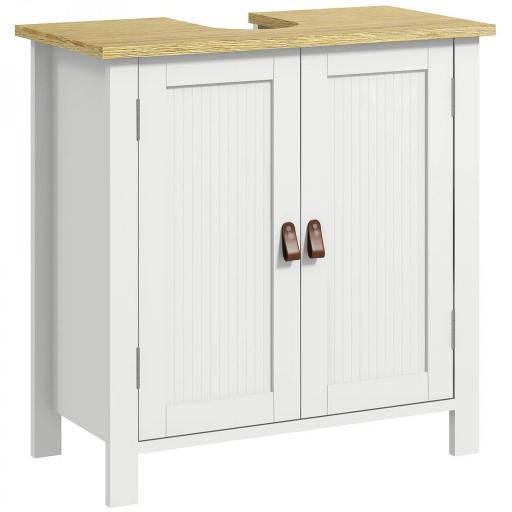 Mueble bajo Lavabo Mueble de Lavabo con Pie con 2 Puertas 2 Mangos y Estante Ajustable sin Lavabo 60x30x60 cm Blanco [8]