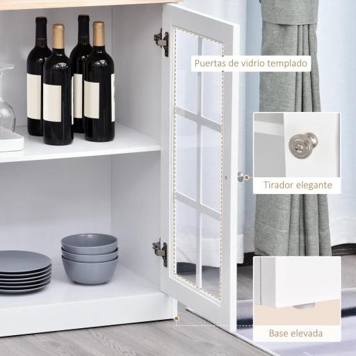 Alacena de Cocina con Estantes y Puertas de Vidrio para Pequeños Electrodomésticos y Menaje 80x37x183 cm Blanco [3]