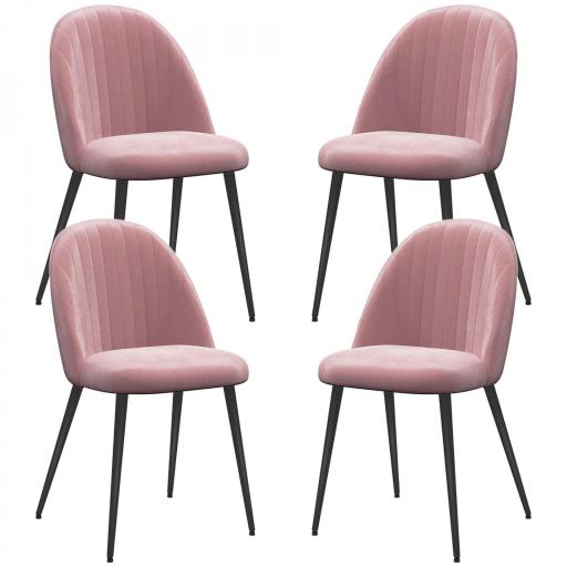 Pack de 4 Sillas de Comedor Modernas Sillas de Cocina Tapizada en Terciopelo con Respaldo Alto 50x52x83 cm Rosa Palol [8]