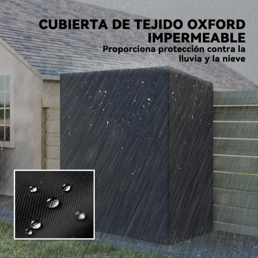 Leñero Exterior Metálico de Chimenea Soporte para Leña con Cubierta Impermeable Carga 300 kg 140x70x154 cm Negro [7]