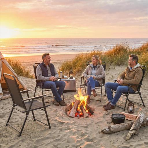 Pack de 4 Sillas de Camping Plegables con Respaldo Alto Asiento Ancho y Reposabrazos Tela Textilene Transpirable Negro [2]