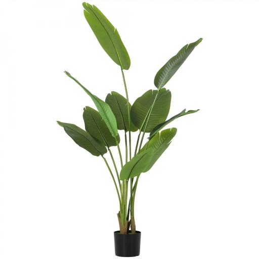 Planta Artificial Decorativa 160 cm Bananera Artificial con Maceta y Hojas para Interior Verde [2]