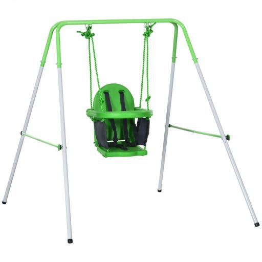 Columpio Infantil para 6-36 Meses con Respaldo y Cinturón de Seguridad para Interior Exterior 122x146x122 cm Verde [8]
