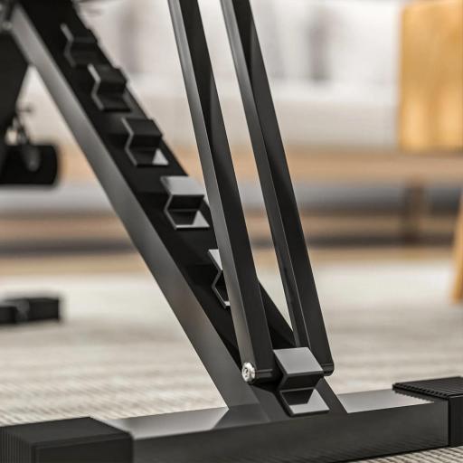 Banco de Musculación Ajustable Plegable con Respaldo y Asiento Regulables Estructura de Acero y Rodillos para Piernas [6]