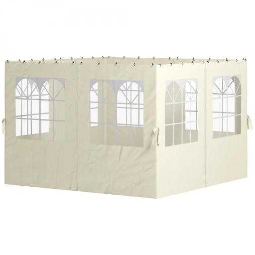 Paredes Laterales de Sustitución para Pérgola 3x3 m con Protección UV Ventanas Transparentes y Cortinas Ajustables Crema [9]