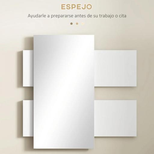 Juego de Muebles de Entrada Recibidor Colgante con Espejo y Cajón 75x3,5x75 cm y 75x30,5x20 cm Blanco y Gris [3]