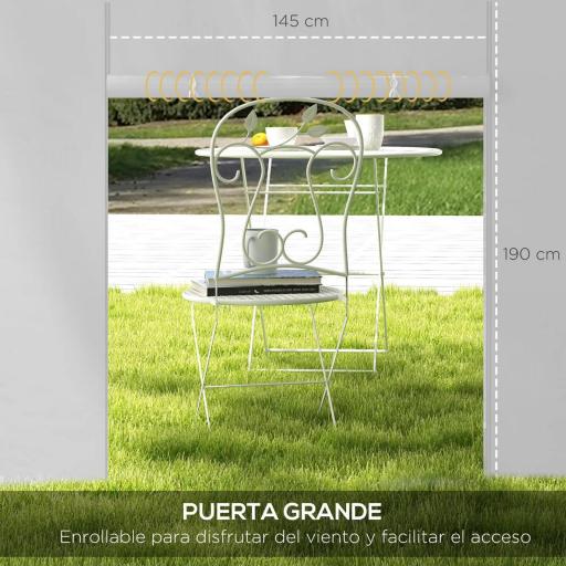  2 Paredes Laterales para Carpa 295x195 cm con Ventana Enrollable y Puerta con Cremallera para Carpa 3x3 m o 3x6 m Blanco [4]