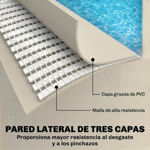 Piscina Desmontable Tubular 394,5x208,3x80,5 cm 6075 L con Marco Metálico Parche de Reparación sin Depuradora Gris [6]