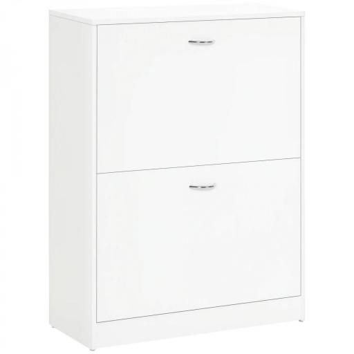 Zapatero Moderno Zapatero de Entrada Recibidor Estrecho con 2 Cajones y Estantes Ajustables para Pasillo 60x24x80 cm Blanco [9]