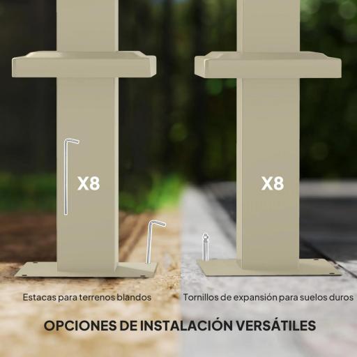 Pérgola con Techo Retráctil Pérgola de 3x3 m con Cierre Magnético Protección UV30+ Pabellón para Jardín Patio Caqui [5]